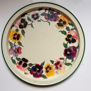 1991 Potpourri Press Pansy Enamel Tray Vintage Wall Art Cottage Farmhouse Floral